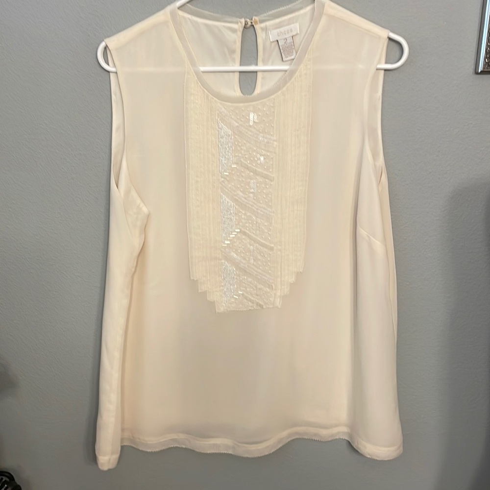 Gorgeous Chico's cream color beaded tank top. Size 2